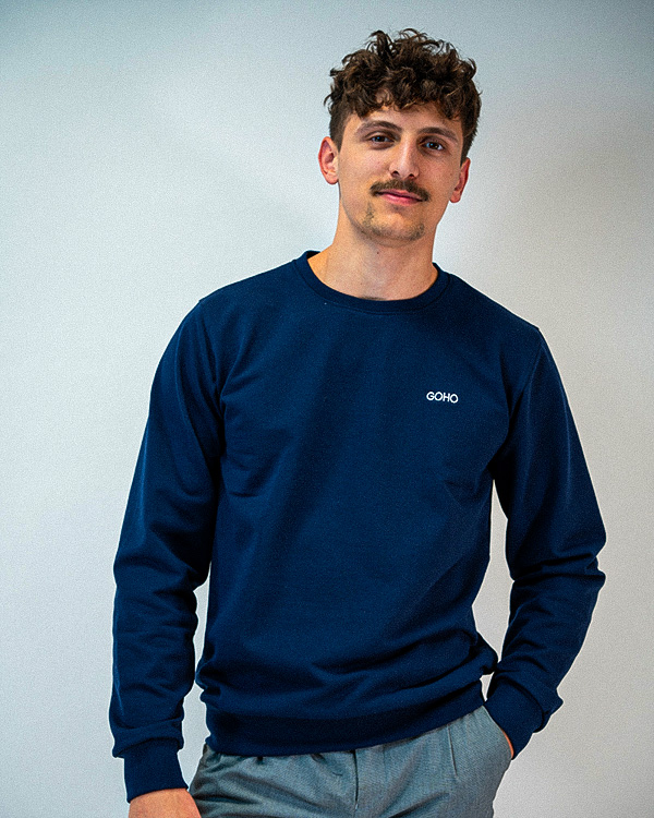 Sweat Made in France coton bio brodé bleu marine